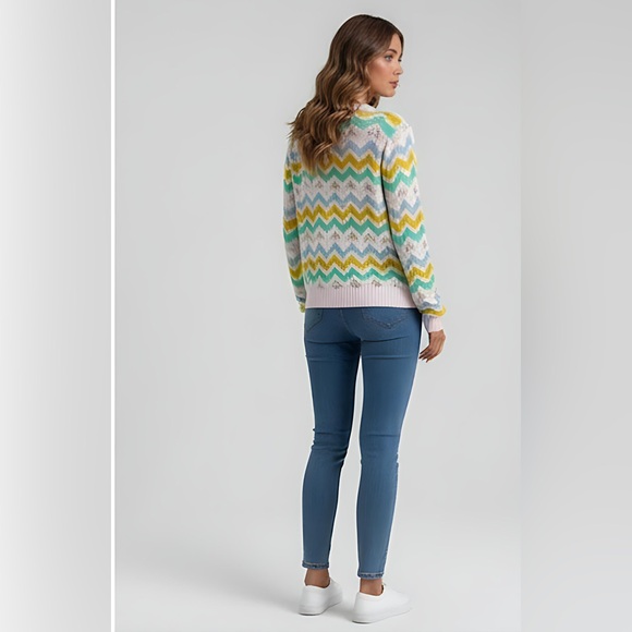 Wavy Striped Pointelle Knit Sweater - Picture 4 of 7